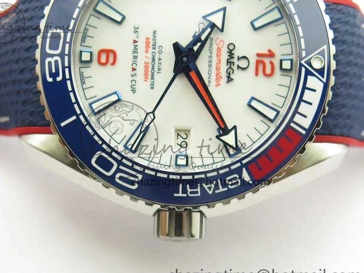 0117 Comfortable Planet Ocean 43.5mm America’s Cup VSF Best Edition White Dial On Blue Gummy Strap A 7900